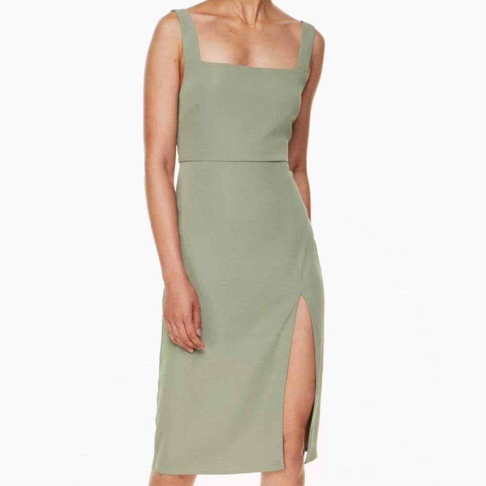 Babaton Sage Green Midi Dress with Side Slit